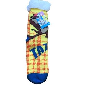 Warner Bros Looney Tunes Tasmanian Devil Sherpa Lined No Slip Cabin Socks